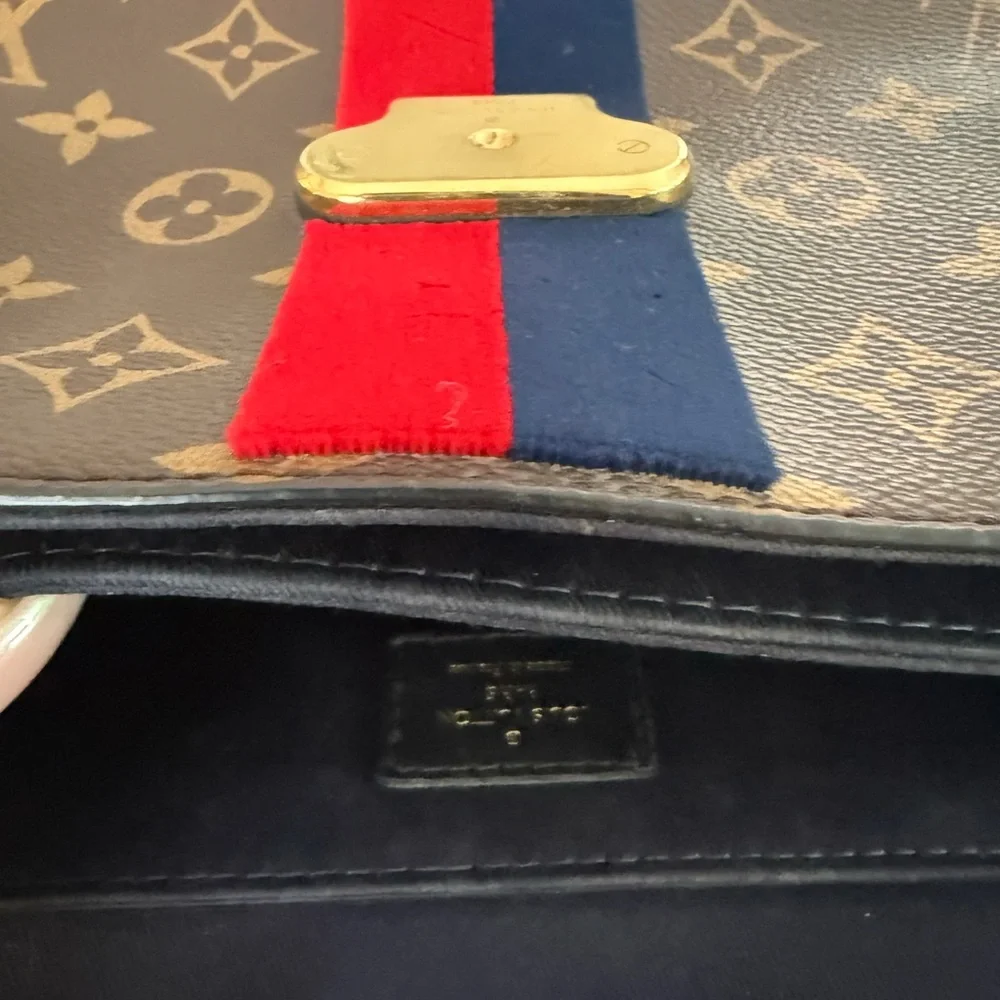 Louis Vuitton Georges Monogram BB Tote with Red and Blue Stripe with Top Handle - Picture 12 of 14